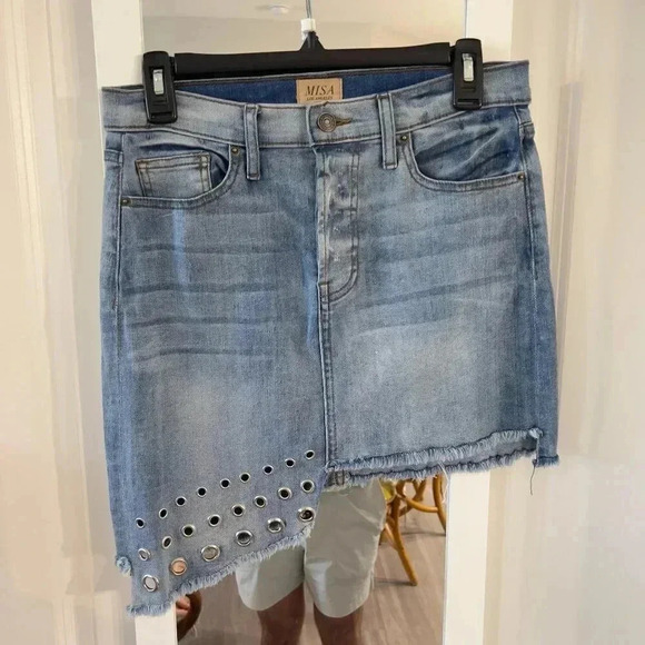 Misa Los Angeles Mini Skirt Size 27 Color Blue - Picture 3 of 7